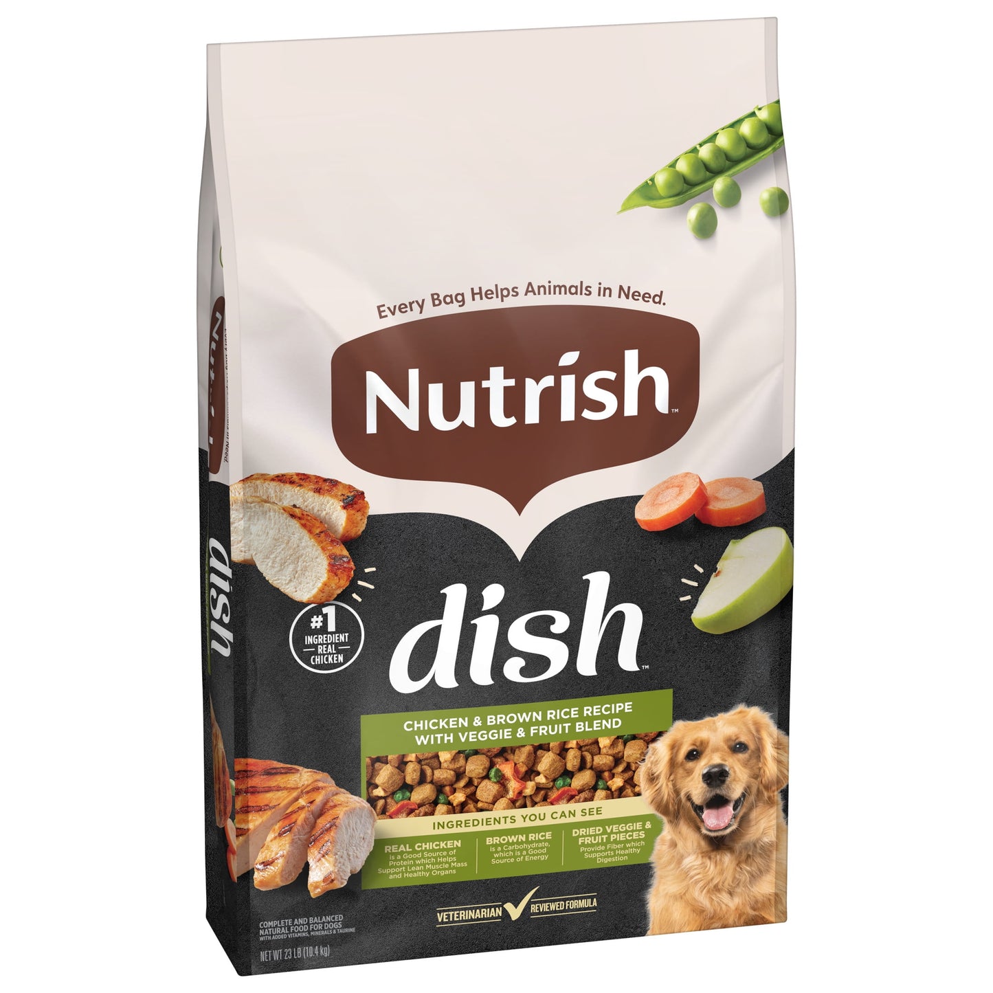 Nutrish Dish Chicken & Brown Rice Recipe with Veggie & Fruit Blend Dry Dog Food, 23 lb. Bag (Rachael Ray)