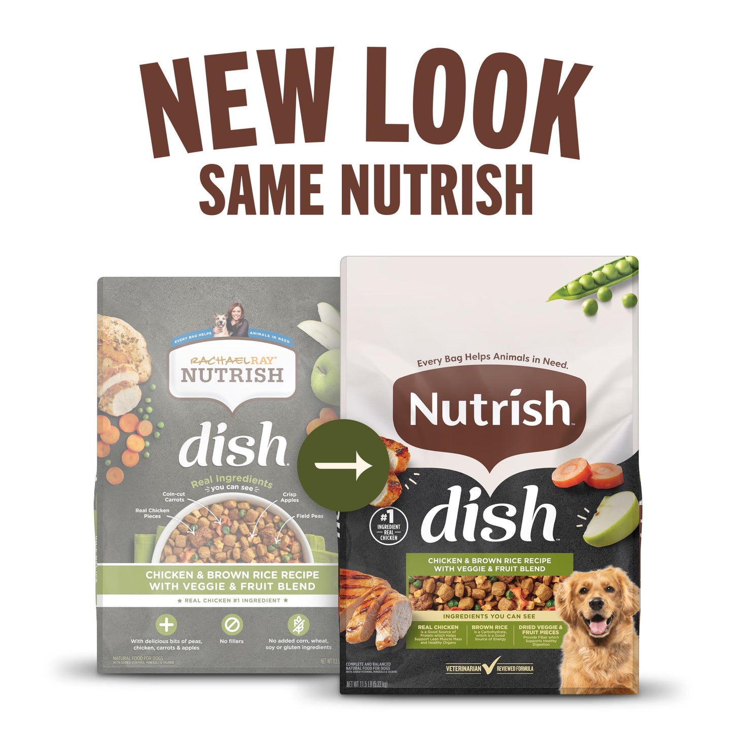 Nutrish Dish Chicken & Brown Rice Recipe with Veggie & Fruit Blend Dry Dog Food, 23 lb. Bag (Rachael Ray)