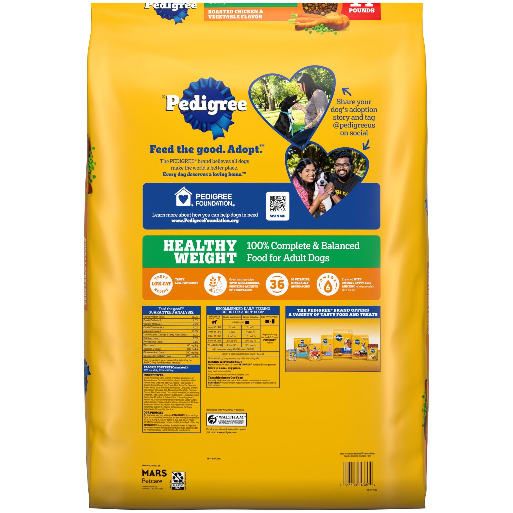 Pedigree Healthy Weight Adult Dry Dog Food Roasted Chicken & Vegetable Flavor Dog Kibble, 14 Lb Bag