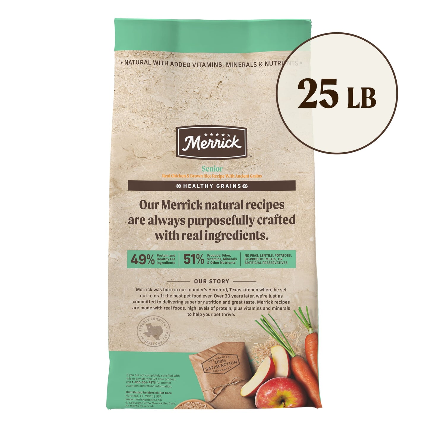 Merrick Healthy Grains Premium Dry Dog Food, Wholesome And Natural Dry Chicken Kibble, Senior Recipe, 25.0 lb. Bag