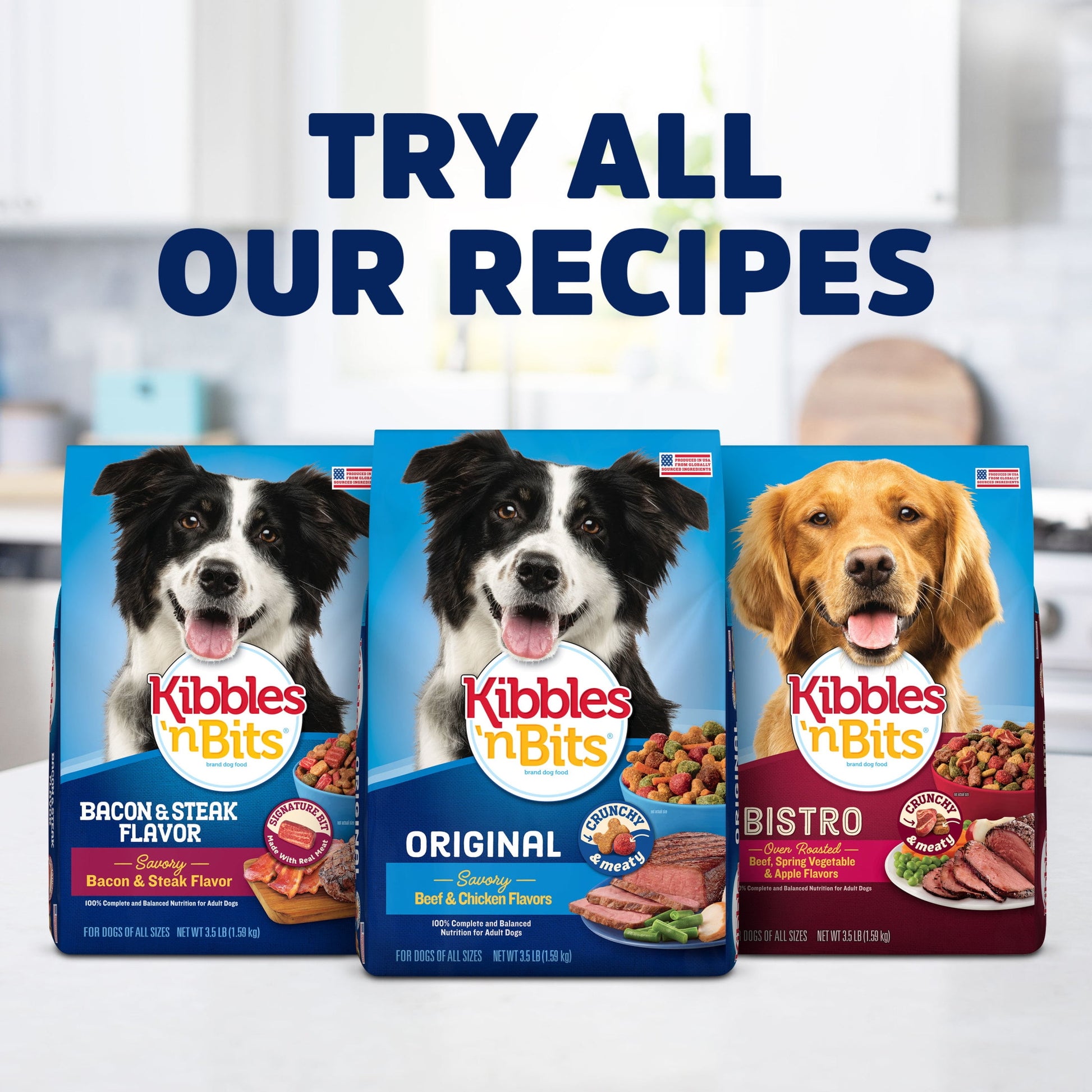 Kibbles 'n Bits Dry Dog Food, Original Savory Beef & Chicken Flavors, (1) 45 lb. Bag