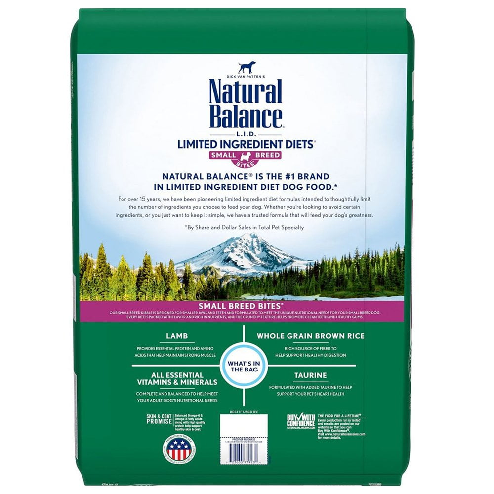 Natural Balance Pet Foods L.I.D. Small Breed Bites Dry Dog Food Lamb & Brown Rice 12 lb