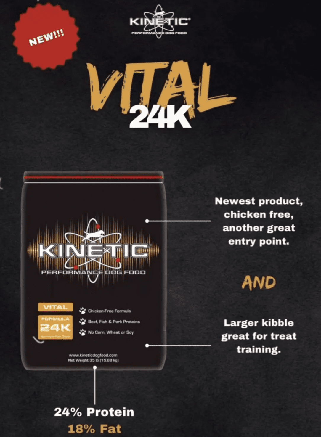 43903-Vital 24K Kinetic Dog food 35 lb.