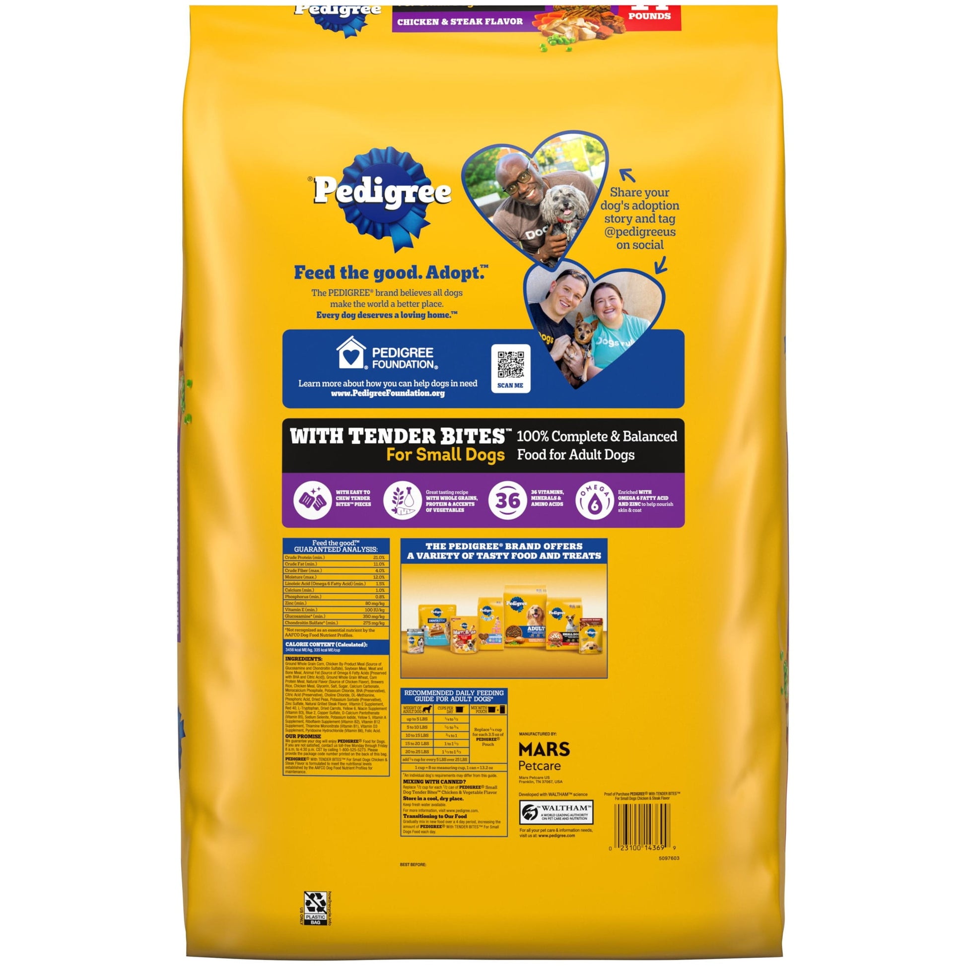 Pedigree With Tender Bites Chicken And Steak Dry Dog Food, 14 Lb Bag