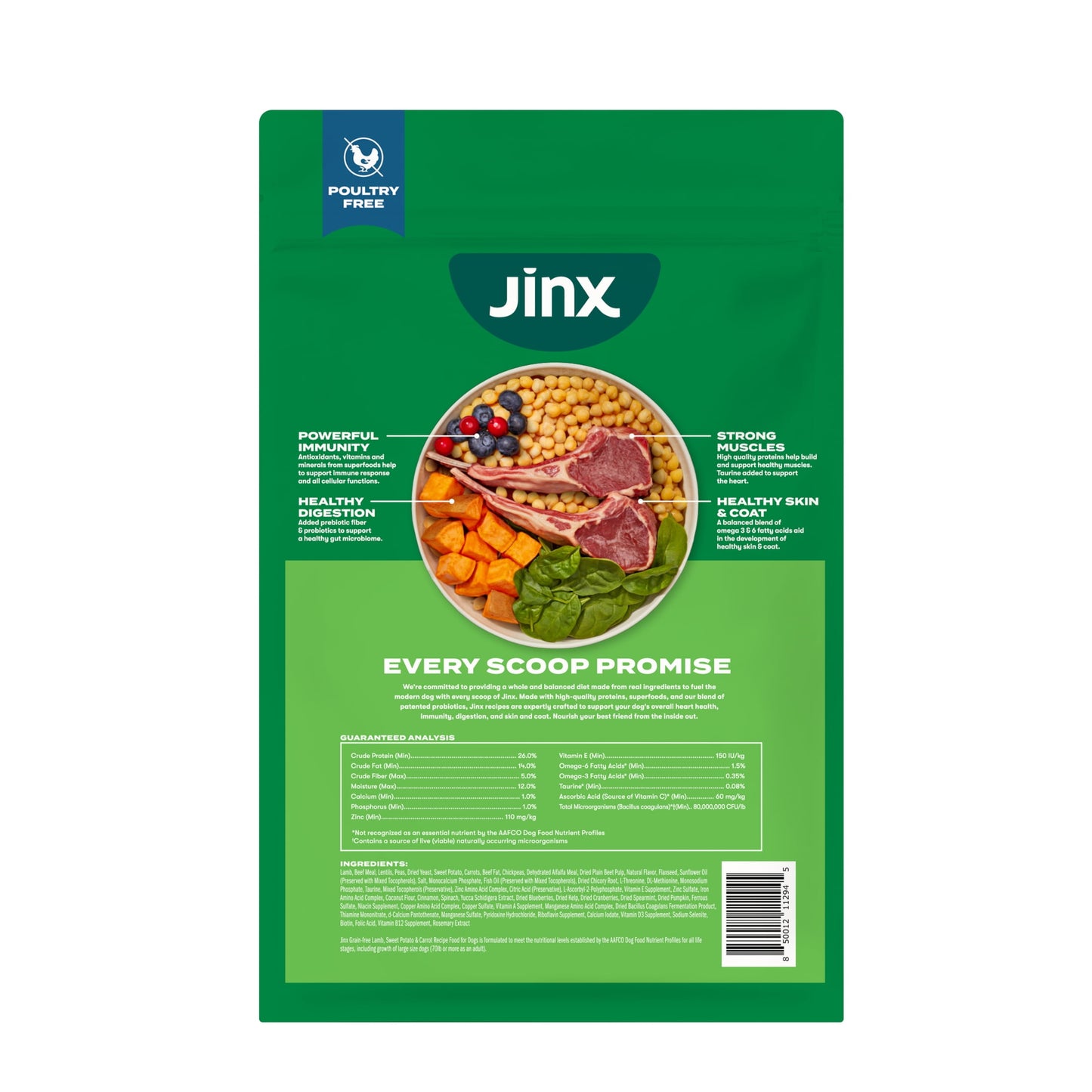 Jinx Lamb, Sweet Potato, & Carrot Dry Dog Food, Grain Free, 4lb. Bag