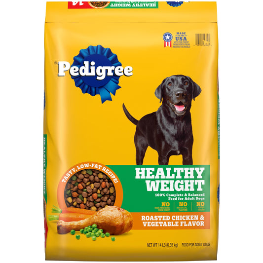 Pedigree Healthy Weight Adult Dry Dog Food Roasted Chicken & Vegetable Flavor Dog Kibble, 14 Lb Bag