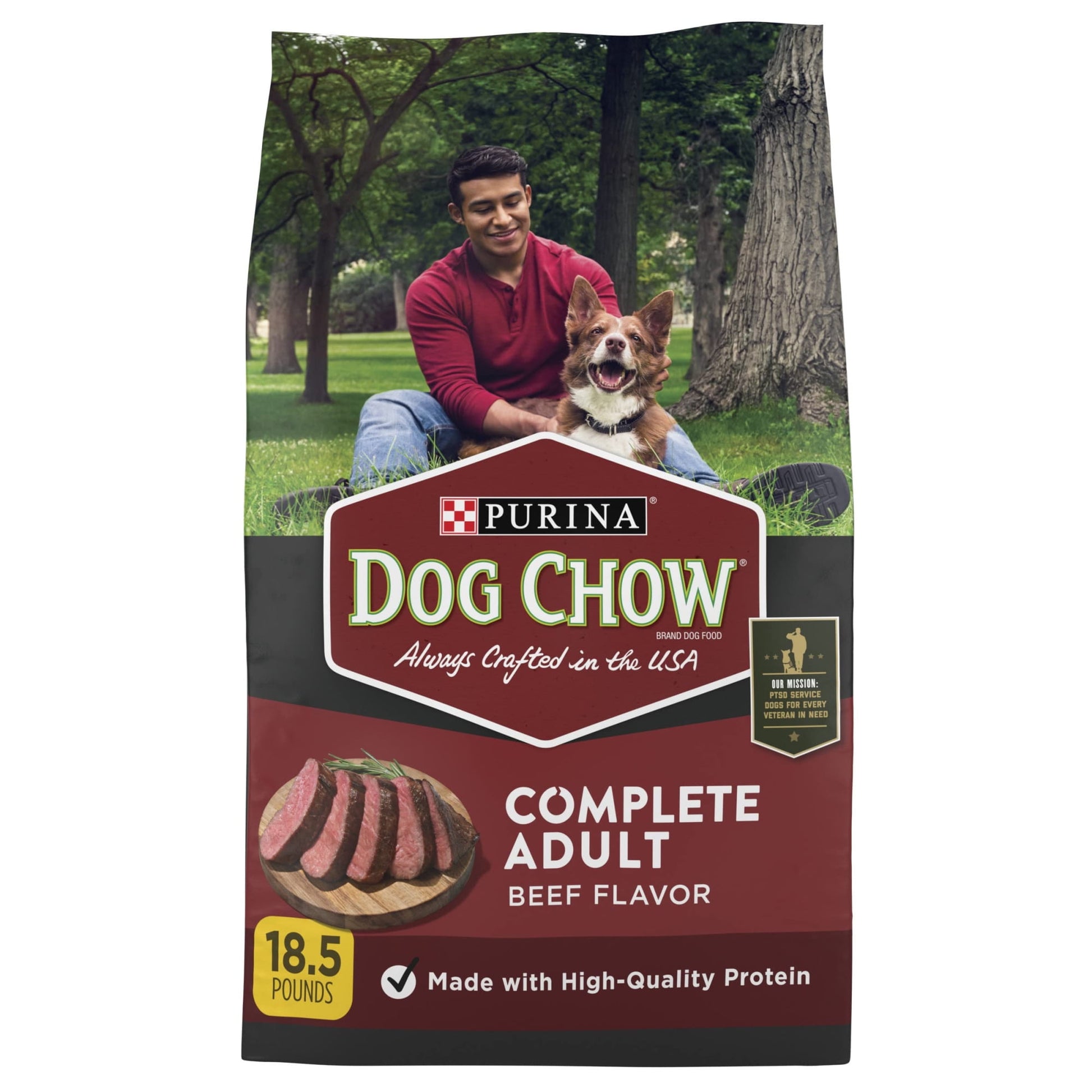 Purina Dog Chow Complete Adult Dry Dog Food Kibble Beef Flavor - 18.5 lb. Bag (Pack of 20)