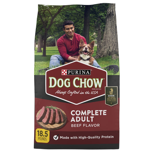 Purina Dog Chow Complete Adult Dry Dog Food Kibble Beef Flavor - 18.5 lb. Bag (Pack of 20)