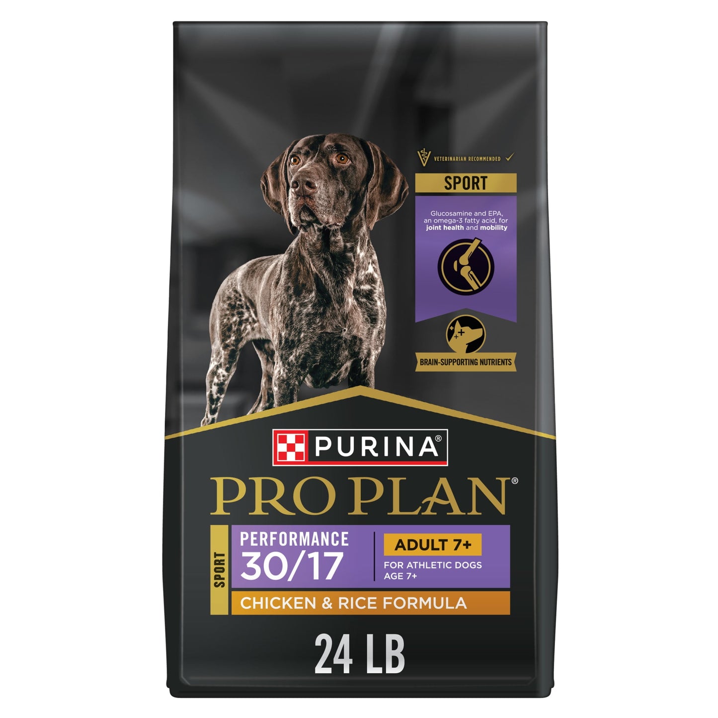 Purina Pro Plan Sport Adult 7 Plus Performance 30/17 Chicken and Rice High Protein Dog Food Dry Formula, 24 lb Bag