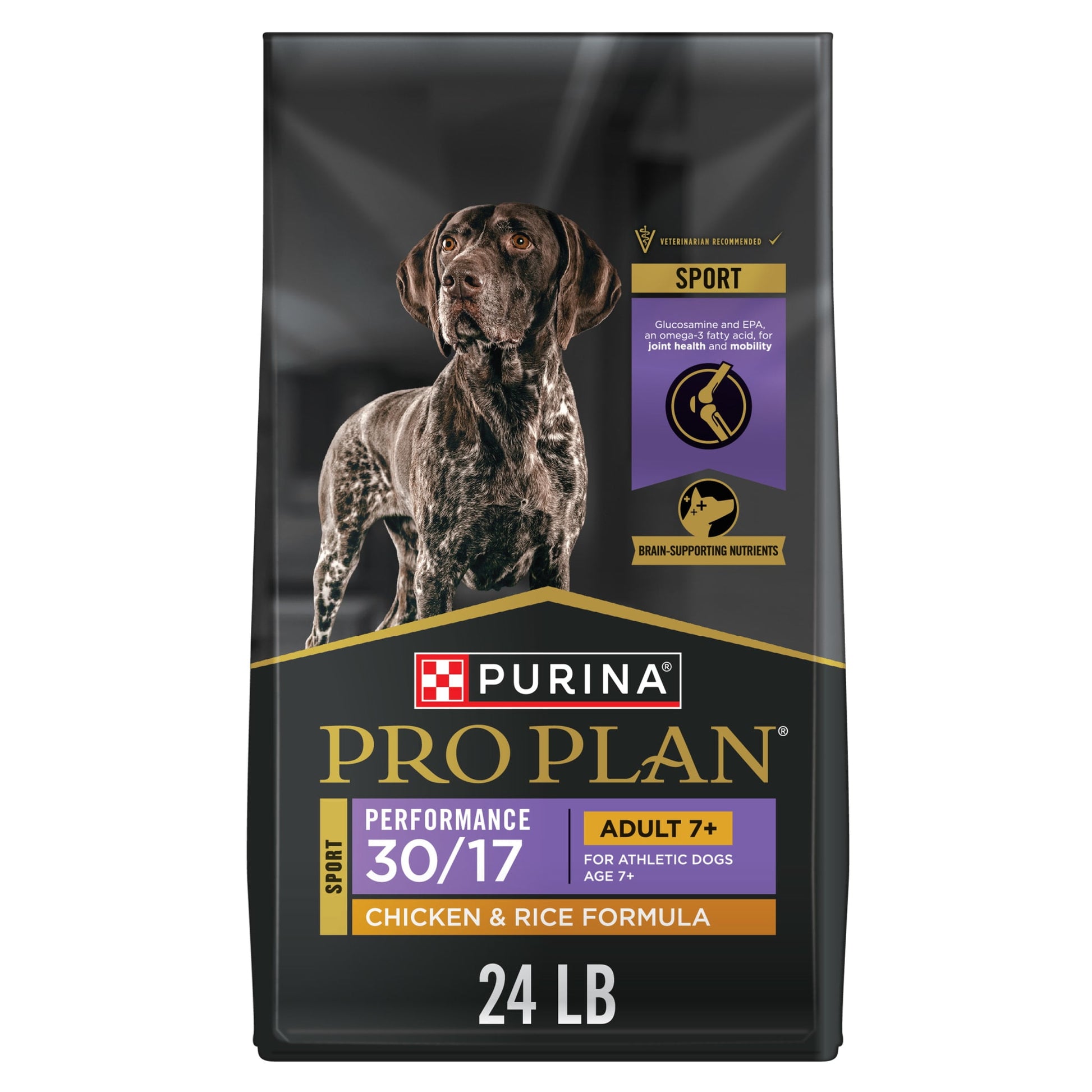 Purina Pro Plan Sport Adult 7 Plus Performance 30/17 Chicken and Rice High Protein Dog Food Dry Formula, 24 lb Bag
