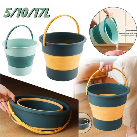 5/10L Folding Portable Bucket with Cover Car Wash Fishing Bathroom