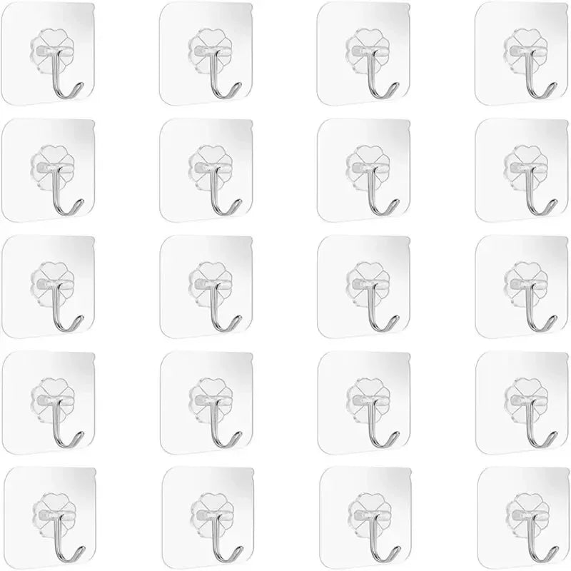 30 Pcs Hooks Transparent Strong Self Adhesive Door Wall Hangers Hooks