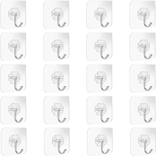 30 Pcs Hooks Transparent Strong Self Adhesive Door Wall Hangers Hooks