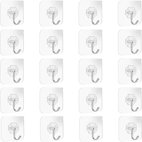 30 Pcs Hooks Transparent Strong Self Adhesive Door Wall Hangers Hooks