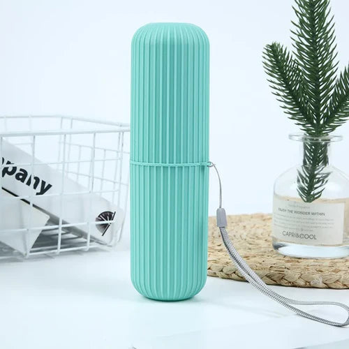 Travel Toothbrush Box Vertical Stripe Portable Mouthwash Cup Brushing