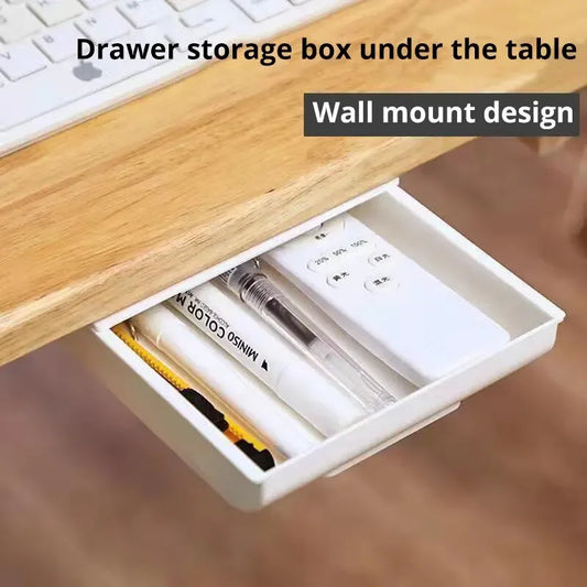 1pc White SelfAdhesive Storage Drawer Box Makeup Pencil Tray Desk