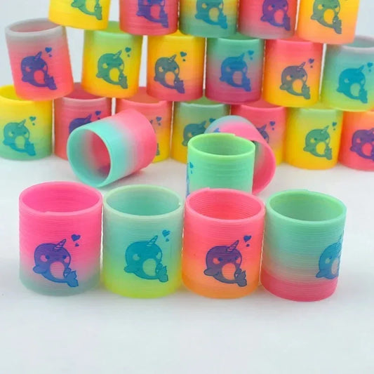 12/24pcs Rainbow Magic Springs Circle Toys Gradient Color Fingertip