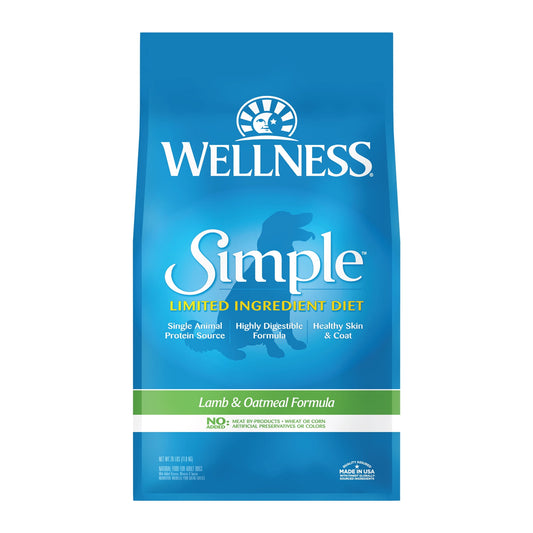 Wellness Simple Natural Limited Ingredient Dry Dog Food, Lamb and Oatmeal Recipe, 26-Pound Bag
