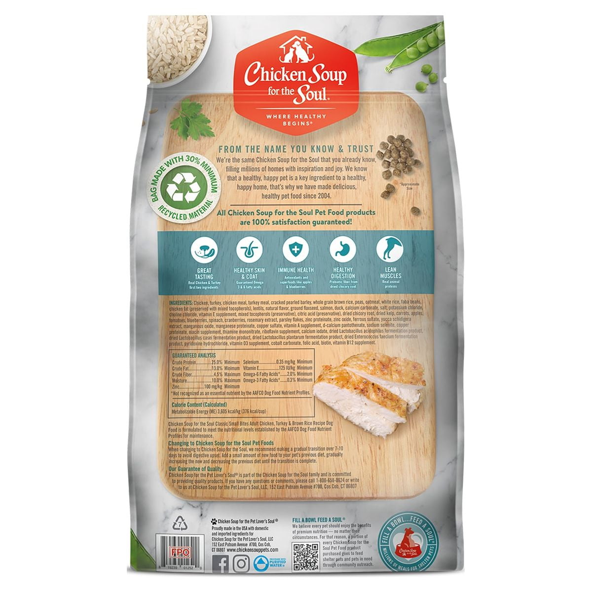 Chicken Soup for the Soul Small Bites Adult Dog Dry Food - Chicken, Turkey & Brown Rice, 28 lb. Bag