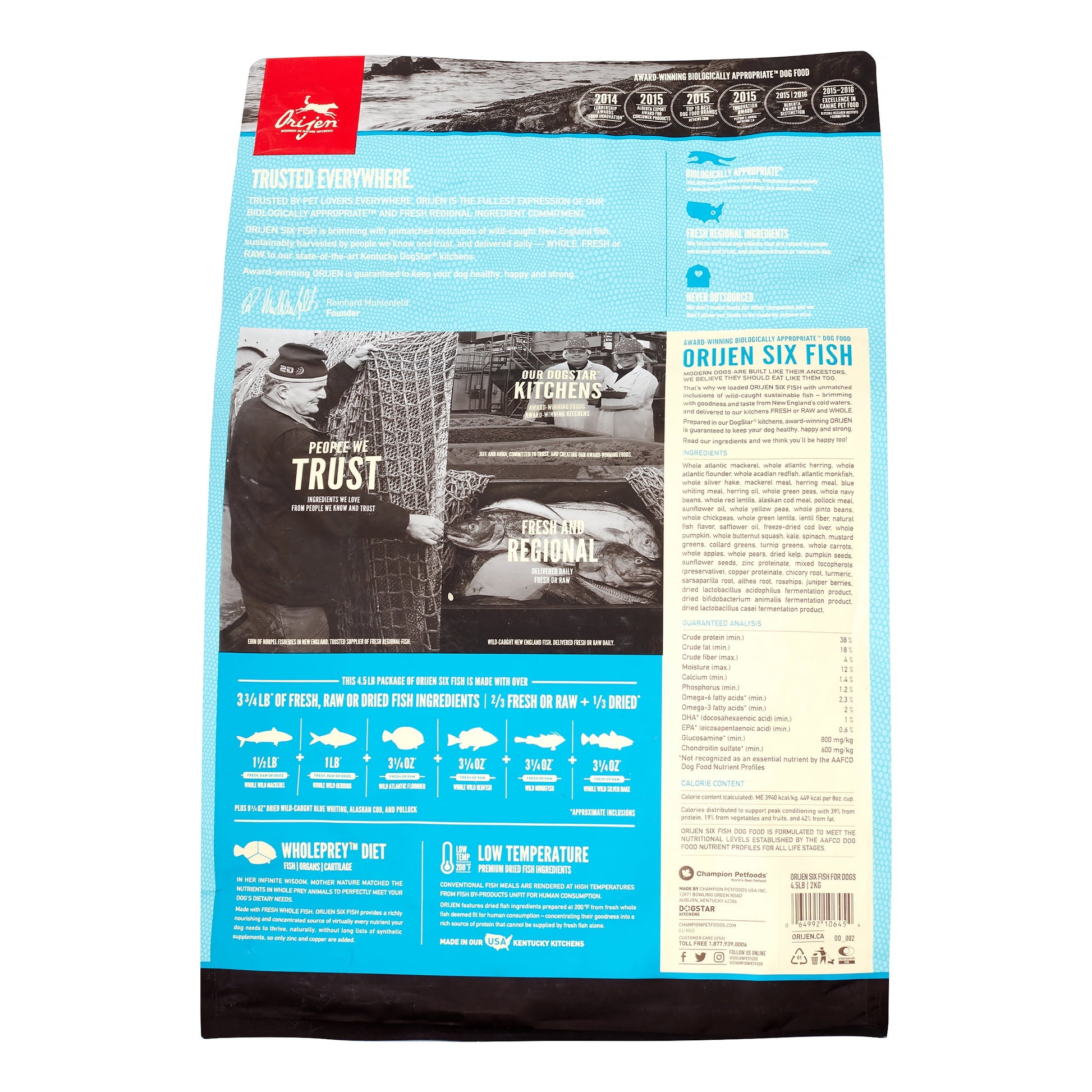Orijen Six Fish Biologically Appropriate Fresh Fish & Sea Vegetables Dry Dog Food, 4.5 lb