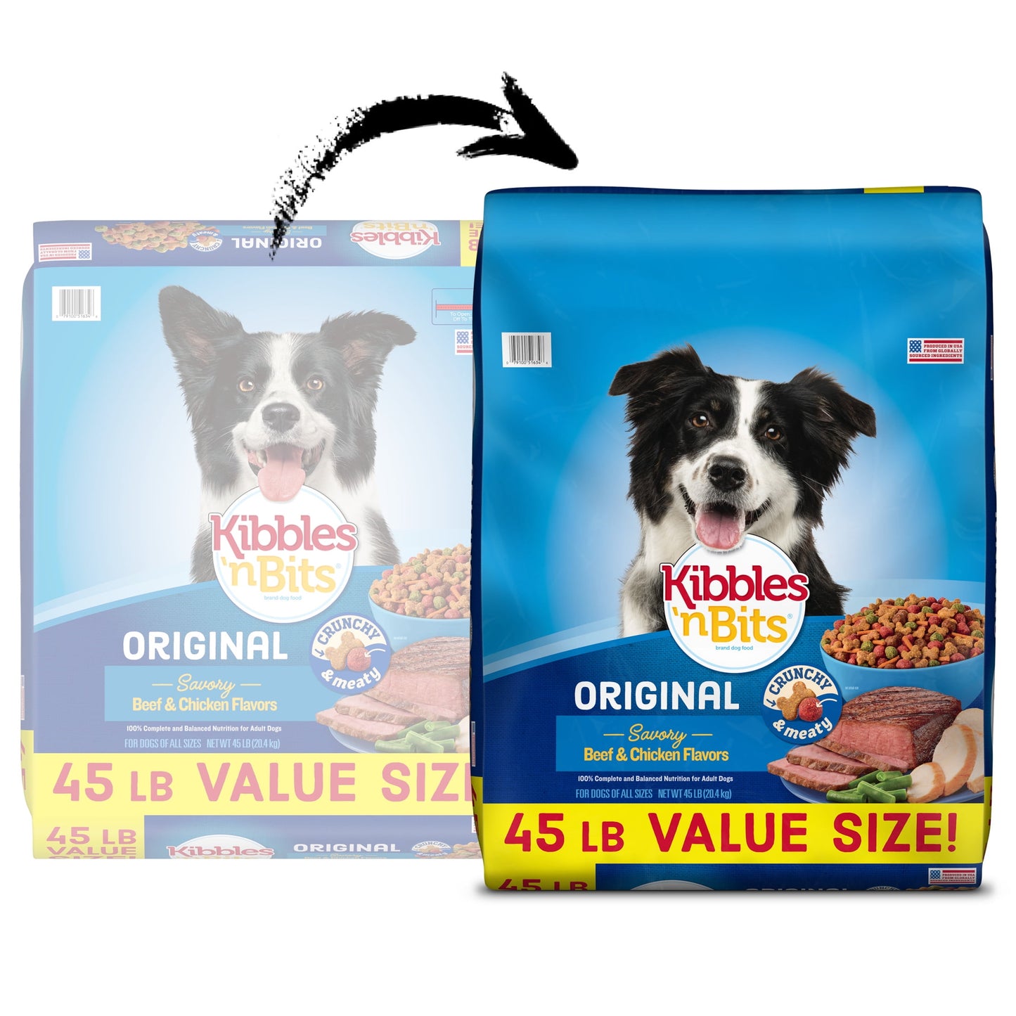 Kibbles 'n Bits Dry Dog Food, Original Savory Beef & Chicken Flavors, (1) 45 lb. Bag