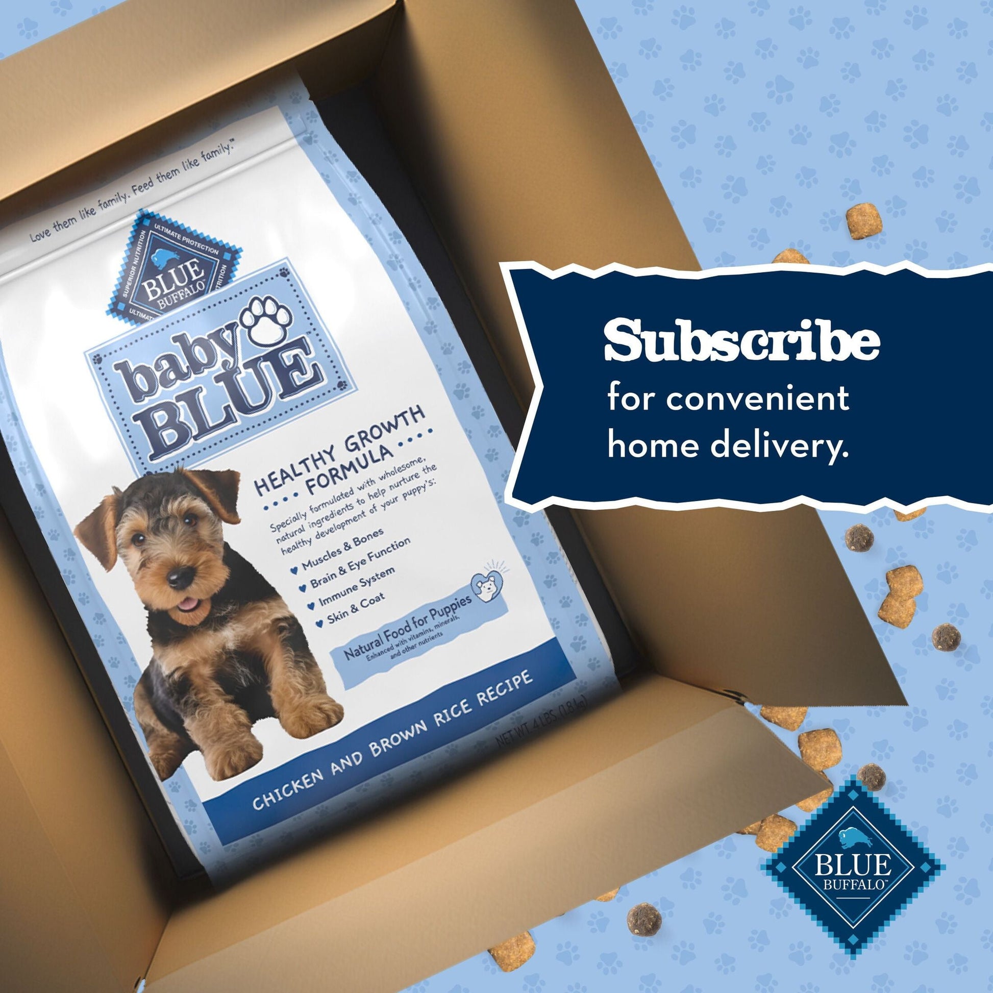 Blue Buffalo Baby BLUE Healthy Growth Puppy Dry Food, Chicken, 4-lb Bag