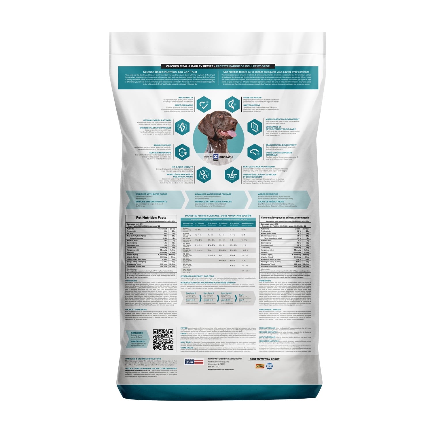 EnTrust Premium Active Adult Dog Food Chicken Meal Barley Recipe 35lbs