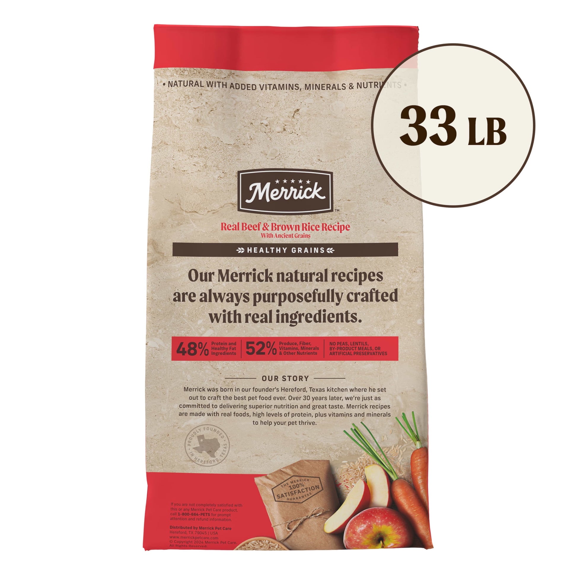 Merrick Healthy Grains Premium Adult Dry Dog Food, Wholesome And Natural Kibble With Beef And Brown Rice, 33.0 lb. Bag