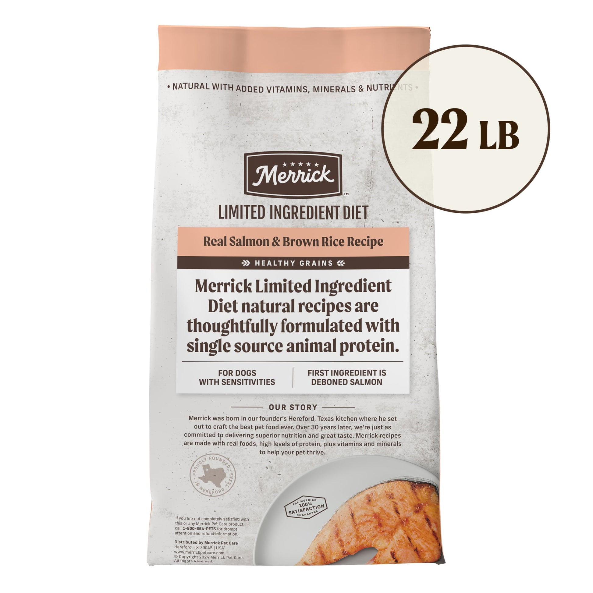 Merrick Limited Ingredient Real Salmon & Sweet Potato Dry Dog Food, Grain Free, 22 lb Bag