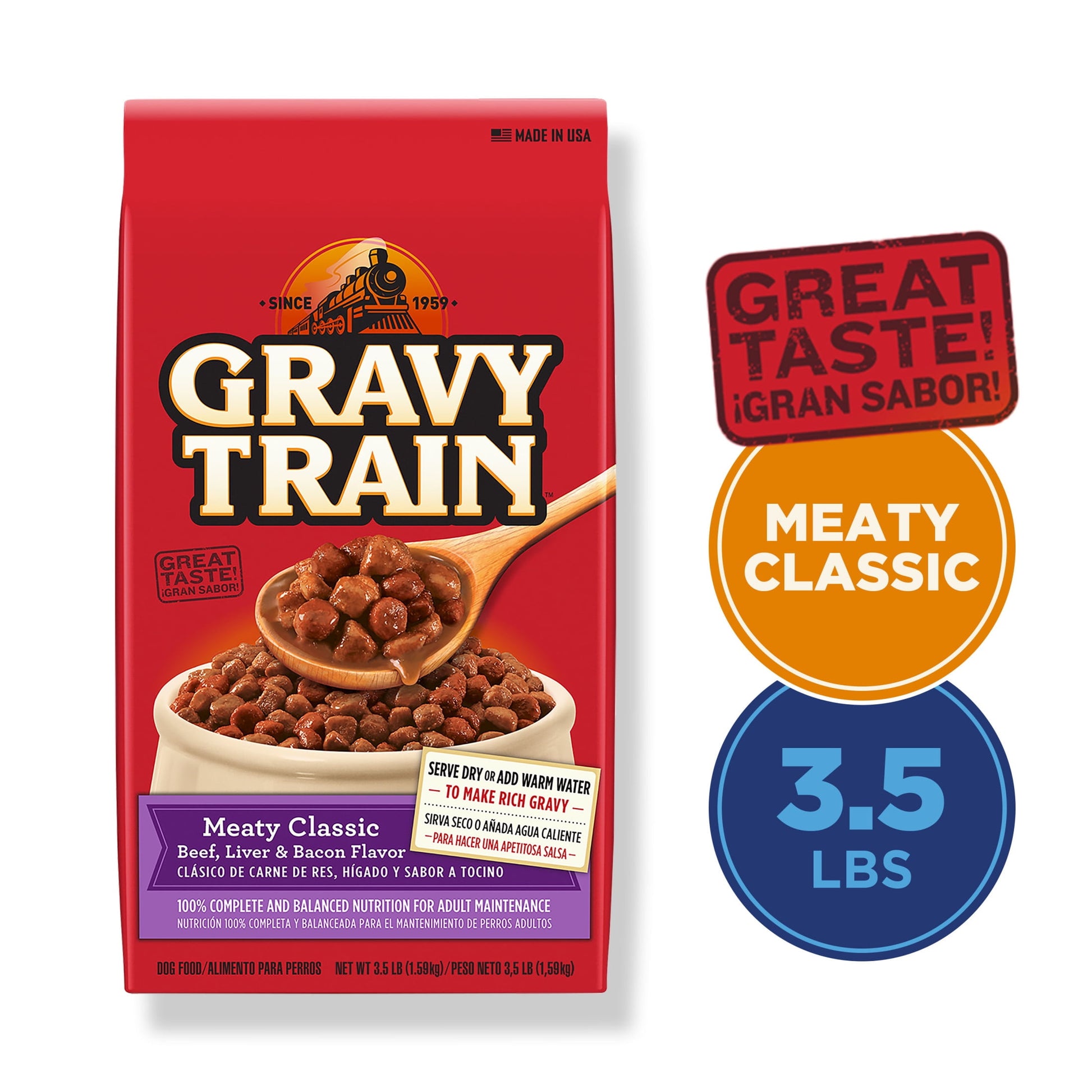 Gravy Train Meaty Classic Beef, Liver & Bacon Flavor Dry Dog Food, 3.5 lb. Bag